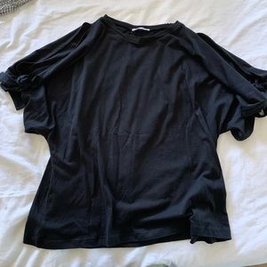 Zara Trafaluc black split-sleeve top